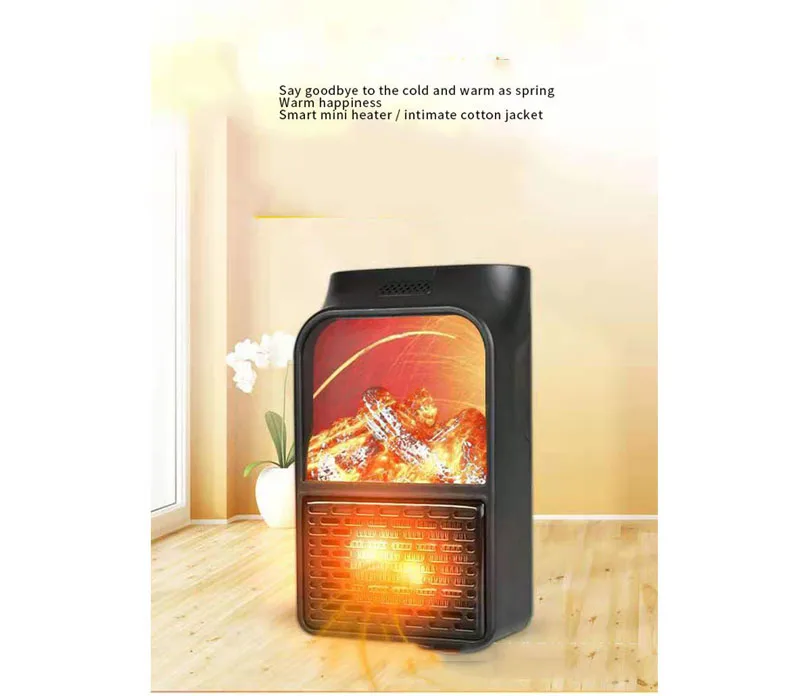 Fireplace Space Portable Mini Electric Wall-outlet Flame Heater EU Plug-in Air Warmer PTC Ceramic Heating Stove Radiator