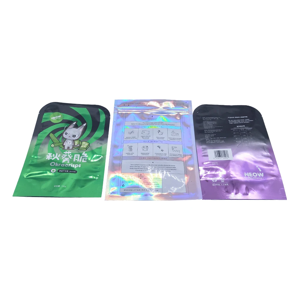 Candy color packaging bag custom logo holographic packaging bag