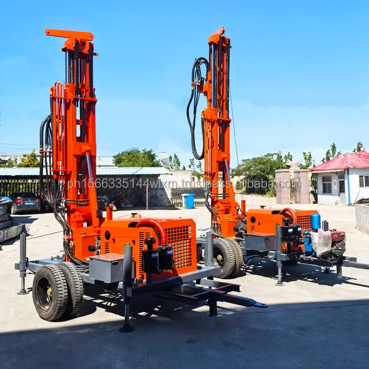300m 4 Wheeled China Pneumatic Water Well Drilling Machine Rig Small Mini Borehole Water Well Drilling Rig for Sale