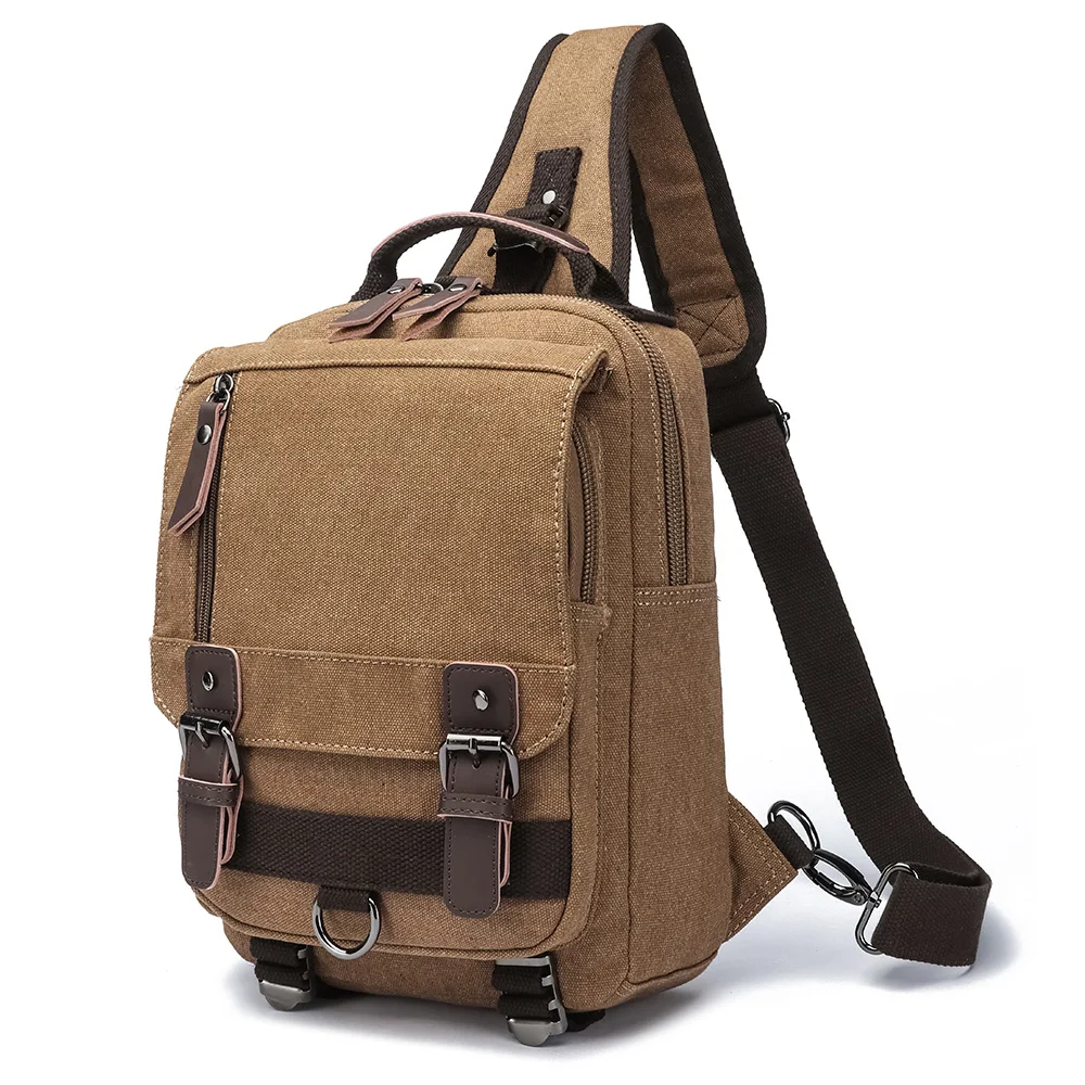 Fashion portable single strap rucksack outdoor messenger shoulder bag  Custom logo canvas Men Crossbody sling Bag