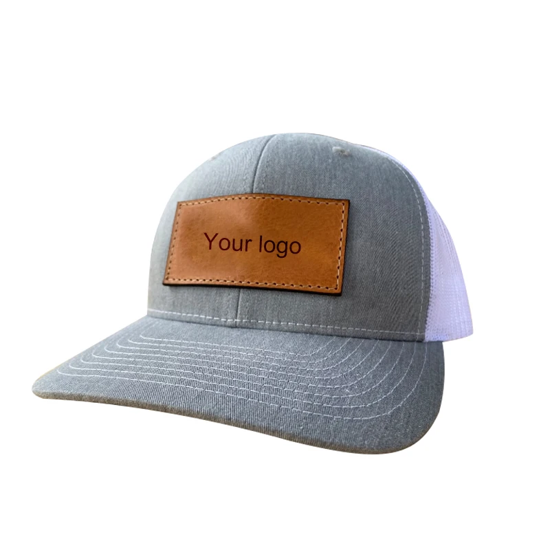 Custom Logo Leather Patch TRUCKER Hats Laser engraved logo on leather patch hat for your business or organization