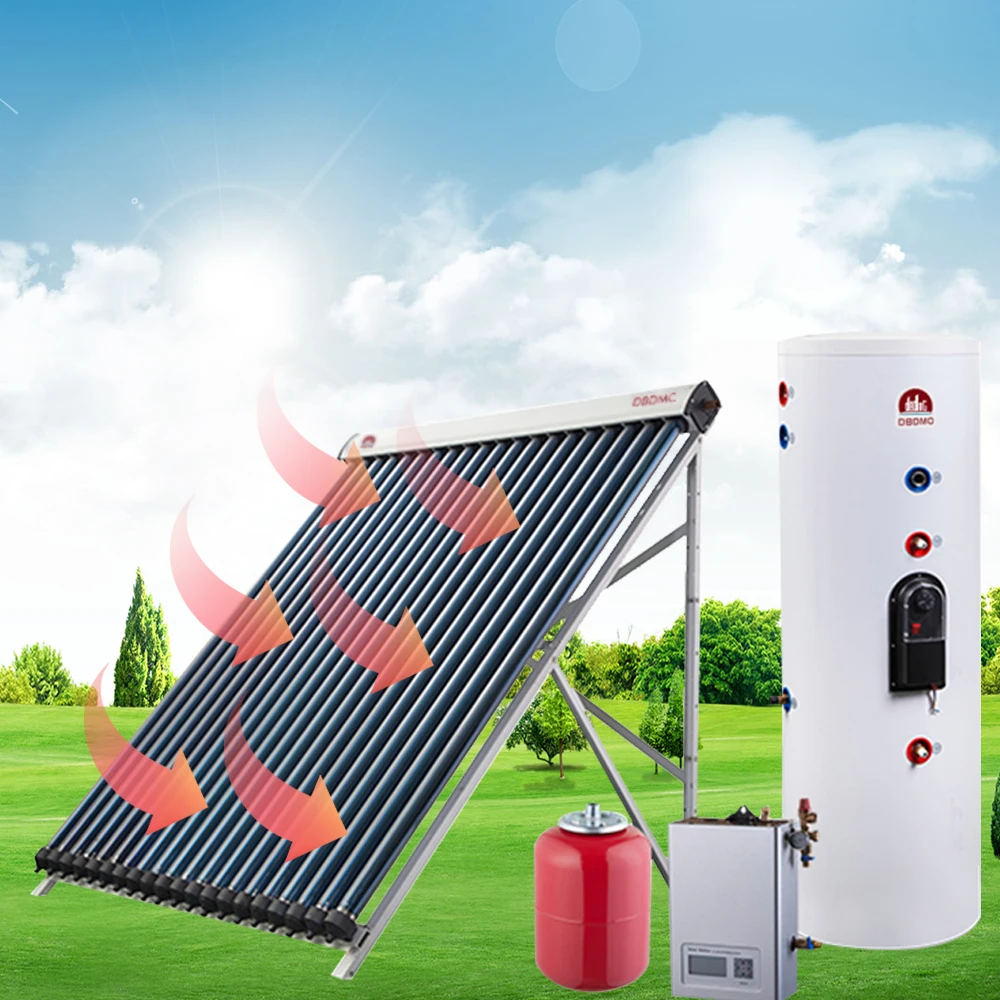 Hot water pool with heat pump split plate pressurized solar water heater system