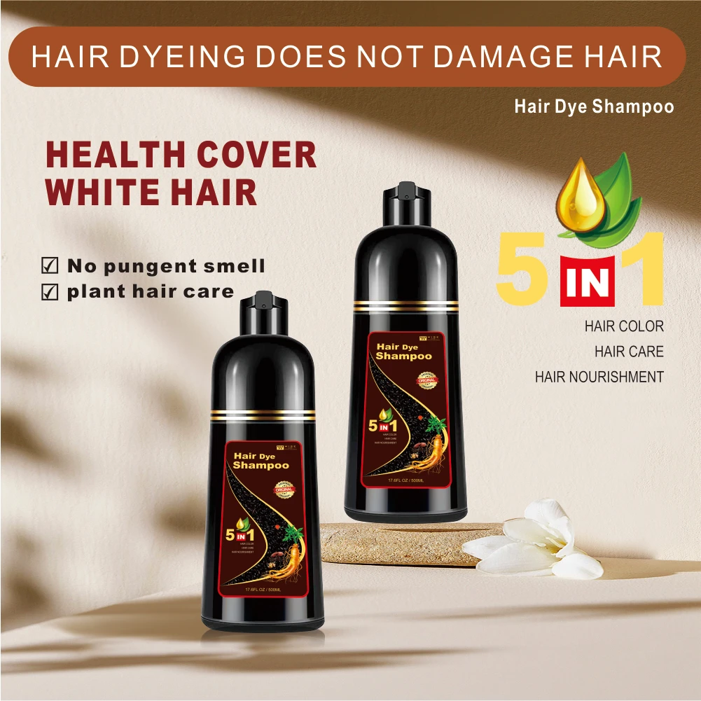 5 IN 1 Ammonia and ppd free best instant hair color shampoo for men and women rich bubble for dark brown hair color dye