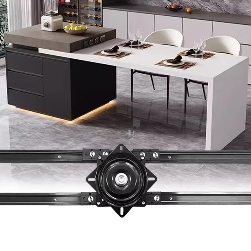 Top Telescopic Hardware DIY Rotating System Adjustable Mobile Sliding Foldable Rolling Kitchen Island With Extended Table