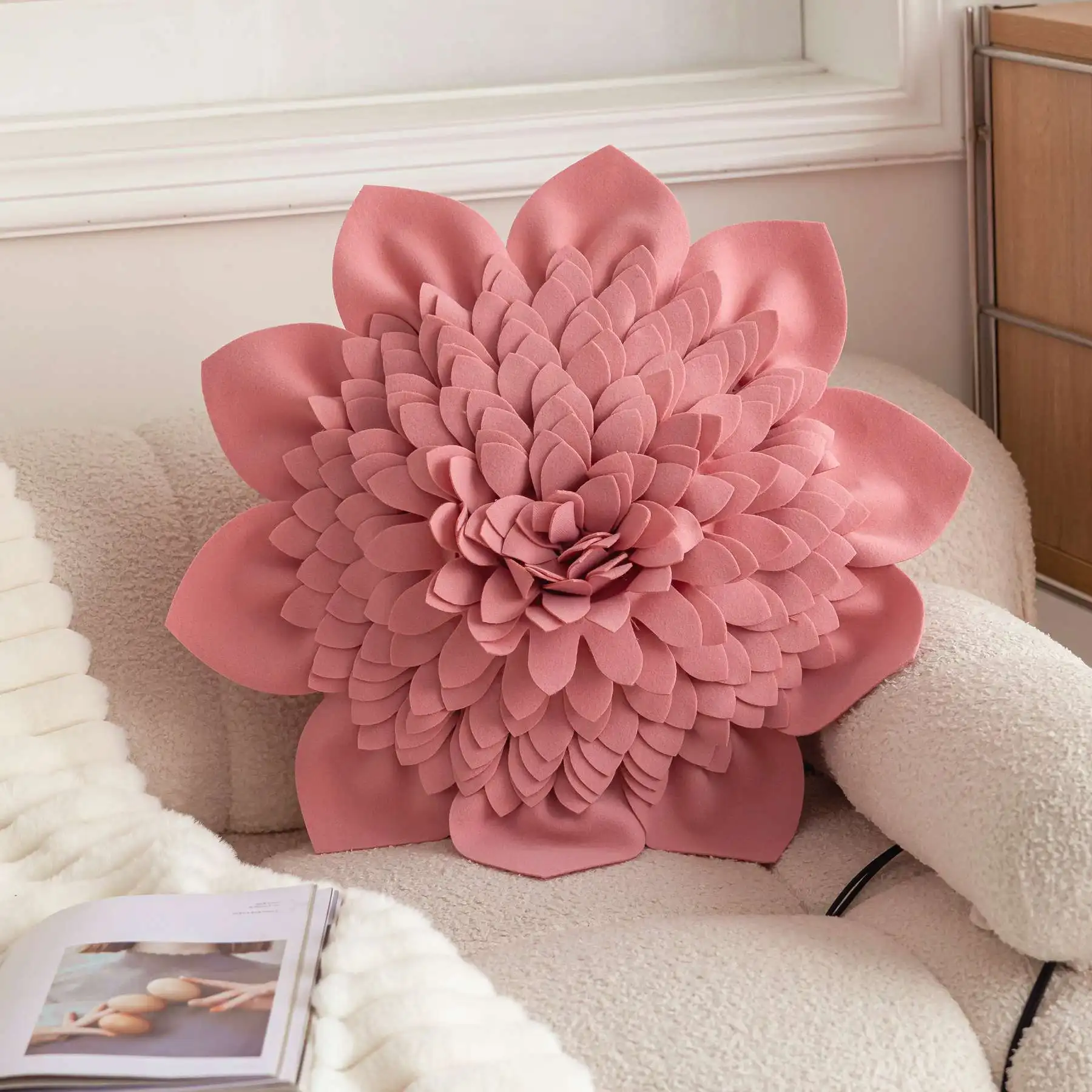 Luxury European Water Lily Sofa Pillowcase Princess Cubic Flower Flower Throw Pillow Cover 5