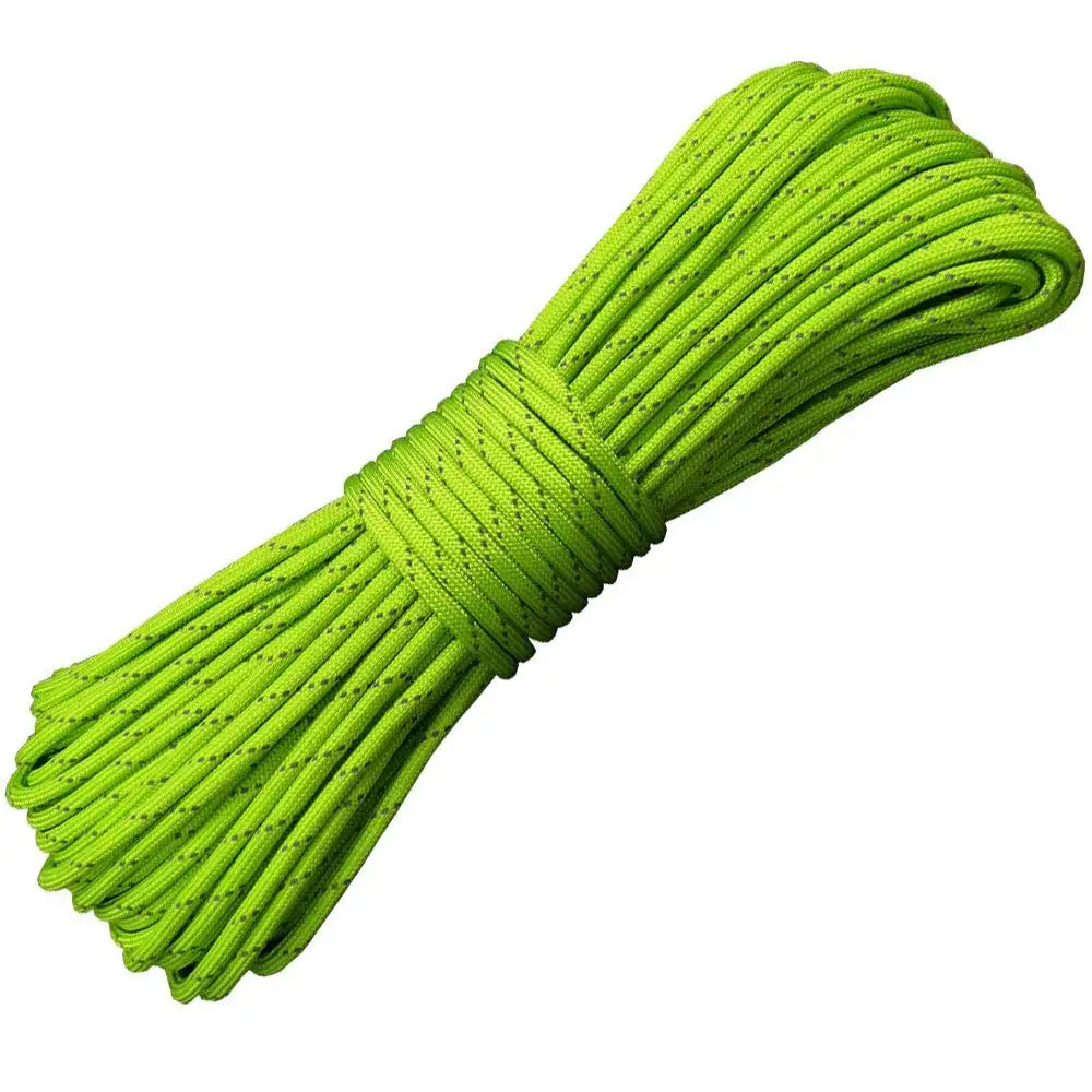 Kongbo Outdoor Camping DIY Parachute Cord 550 Survival Reflective Paracord 100 Feet Type III 100% Nylon Tent Rope Core