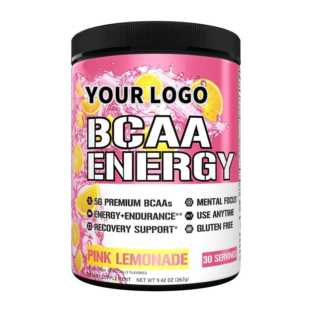 OEM BCAA powder Amino Acids powder pre workout sports nutrition supplement Drink with Natural Caffeine green tea vitamins