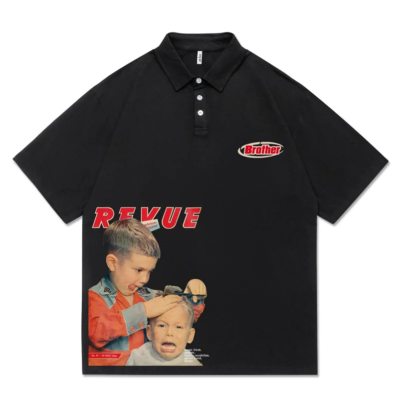 Wholesale 100% Cotton  Oversized High Quality Custom Logo Printing  Stylish Polo Men Casual T-shirt