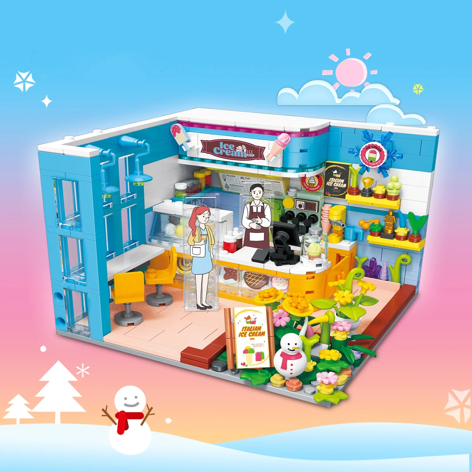 Hot Sales Mini Ice Cream Shop Building Block Toy Educational Toys Assembly Building Block for Children