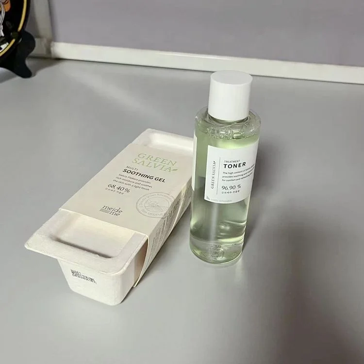 Biodegradable custom natural bagasse fiber molded pulp box packaging for bottles