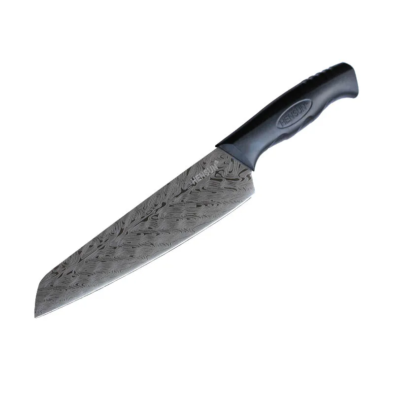 Kitchen Knives Set Chef Slicing Santoku Tool Japanese Stainless Steel Laser Pattern 7pcs Damascus Steel Customized Wood Box Logo