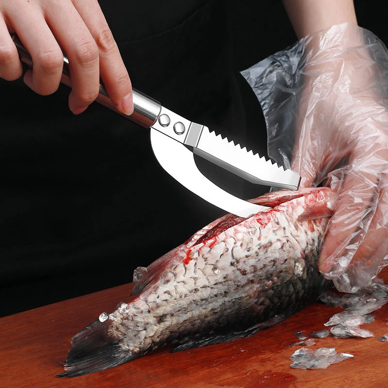 3-in-1 Stainless Steel Fish Maw Knife Cut Scraper,Multifunction Fish Scaler Remover Scraper