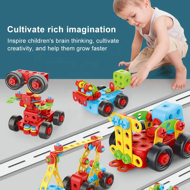 Child Screw Toys Electric Drill Tool Box Diy Develop Creative Building Block Boys Educational Building Block Nut Assembly Toys