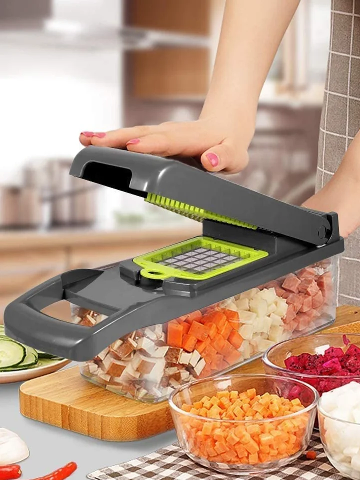Wholesale household square box kitchen tool multi-function vegetable cutter guard hand chopping artifact dicing grating slicer