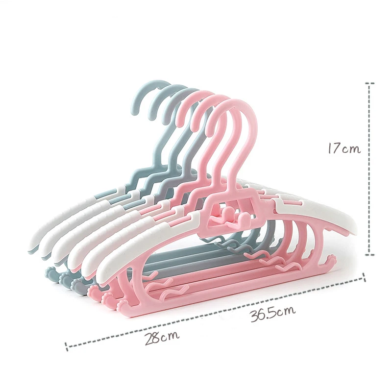 Best selling Adjustable Length Anti-Slip Plastic Hanger Kids Baby Clothes Hangers PVC Cute Hanger