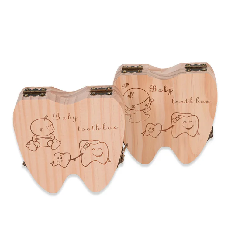 Деревянная детская коробка для зубов с логотипом на заказ