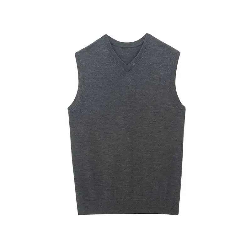 
Зимние машинная стирка жилет свитер 100% шерстяной однотонные свитера без застежки для мужчин M20AWYM010 Стандартный шерстяное платье-майка без рукавов 