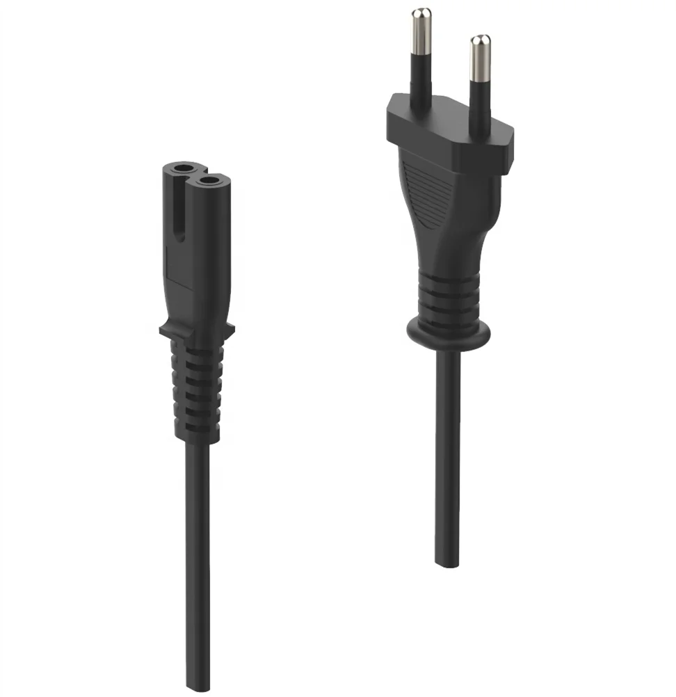 Custom power cord EU VDE 250V 2.5A AC Electric Wire Extension Cable IEC C7 two-Pin Prong Plug European Power Cable