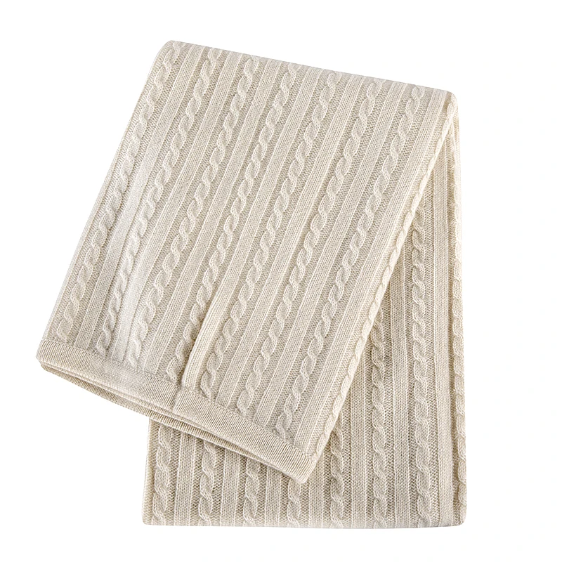 SUPER SOFT LUXURY CABLE KNIT 100% PURE CASHMERE BABY BLANKET