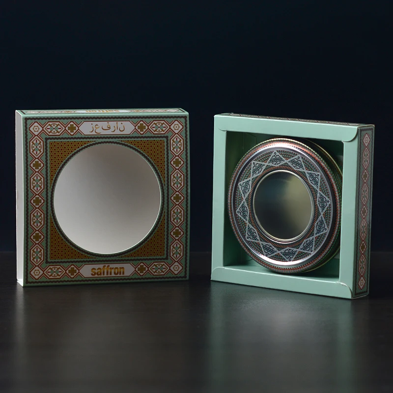 High Quality Customized Tin Saffron Box Sliver Series Empty Tinplate Tin Packaging Boxes For Saffron