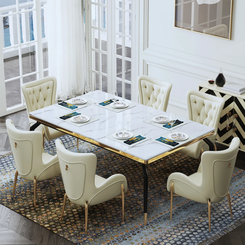 Modern Elegant Design Restaurant Bedroom Living Room Furniture Wingback Upholstered Dining Chair Tufted Button Accent Chairs