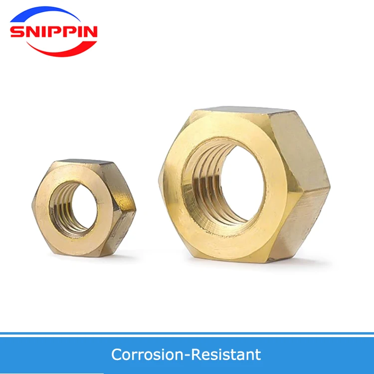 Ex-factory Price DIN934 Solid Brass Copper Hex Hexagon Nut for M1 M1.2 M1.4 M1.6 M2 M2.5 M3 M4 M5 M6 M8 M10 M12 Screw Bolt