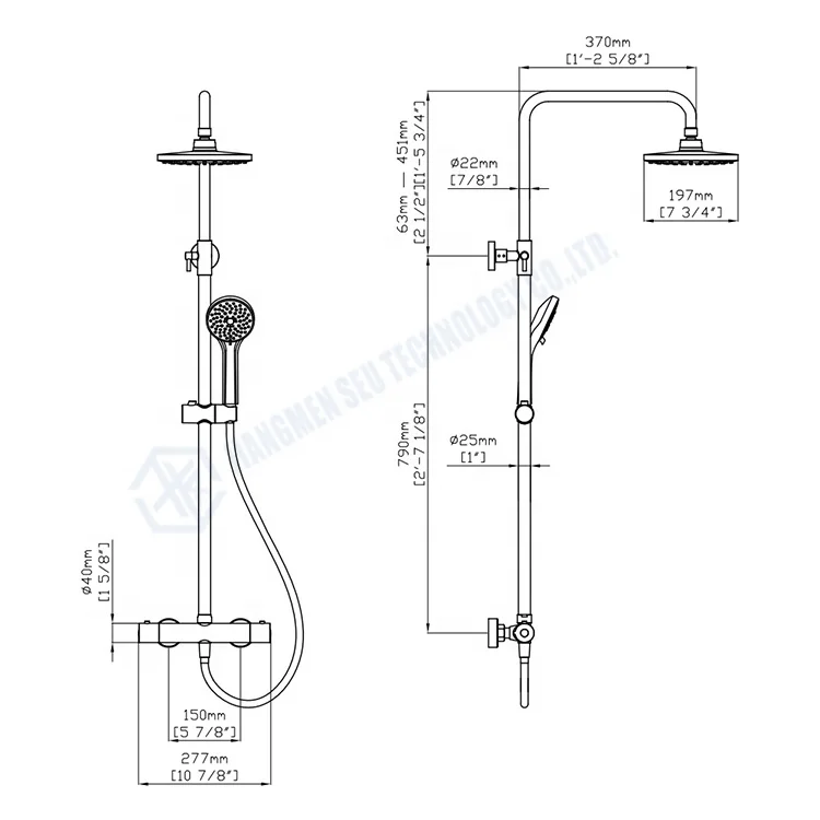 CE WRAS bathroom sanitary ware round shape hot cold water mixer faucet exposed installation thermostatic rain shower set