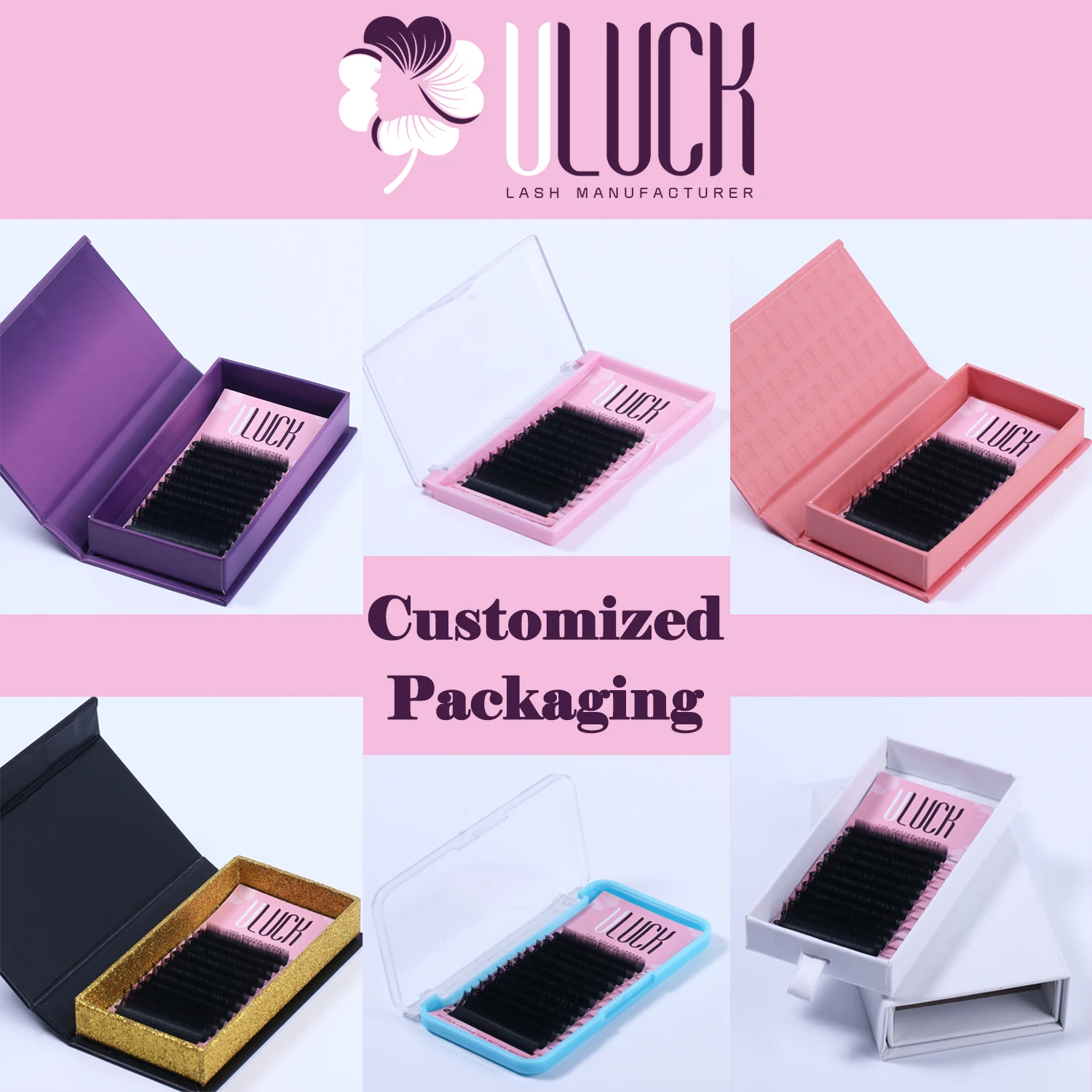 ULUCK Mix Length C D Curl Hand Made Matte Black Self-Making Fans Mega Volume Easy Fanning Eyelash