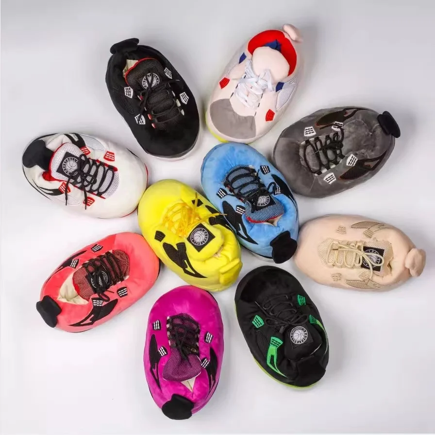 Wholesale AJ Custom Plush Sneaker Slipper Shoes Fashion Winter House Shoes Warm Women/Men AJ Sneakers Lady Indoor