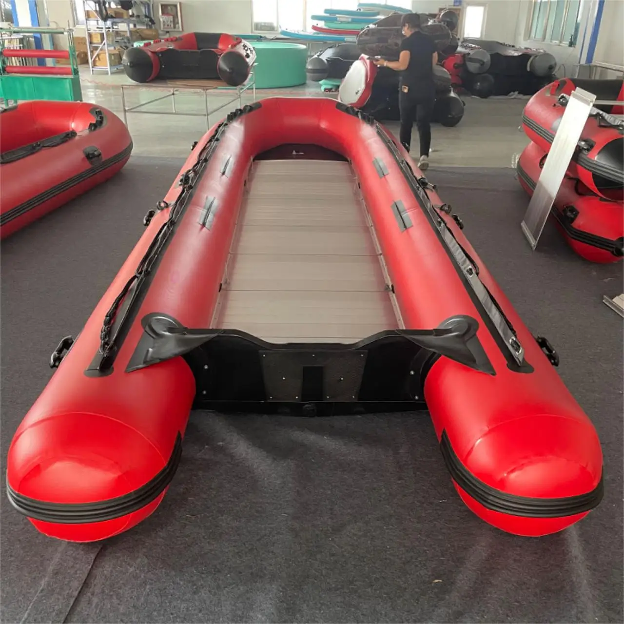 4.3m Folded  PVC Inflatable Rowing Boat for 6-8 Persons Outdoor Entertainment on Lake River and Offshore fishing inflatable boat