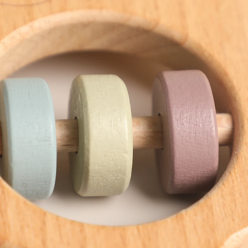 Ручная погремушка из натурального Букового дерева, детский Прорезыватель для зубов, игрушка в форме Милого Животного, четкий звук, безопасная для использования, креативная игрушка, подарки