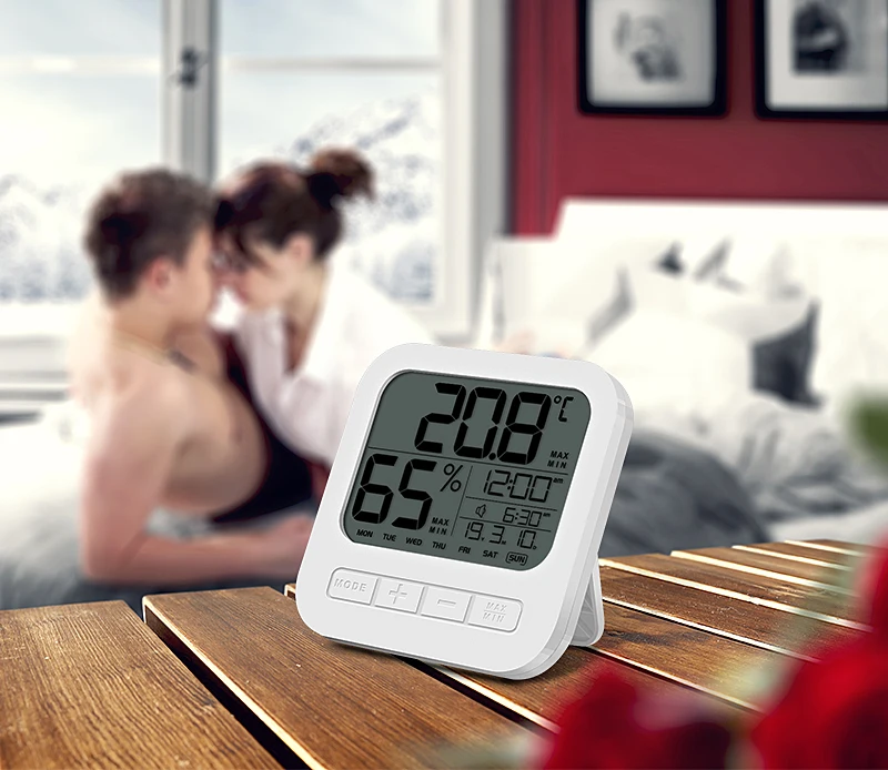 LCD alarm wall table clock with temperature hygrometer calendar,desk table alarm clock