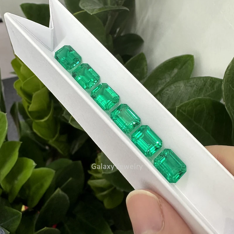 Wholesale Price Synthetic Colombian Emerald Certified Inclusion Loose Emerald Cut Hydrothermal Lab Grown Emerald
