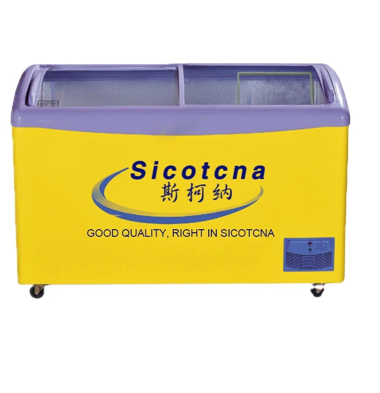 Hot Sale Ice Cream Freezer Display Curved Glass Door Curved Freezer Refrigeration Freezer