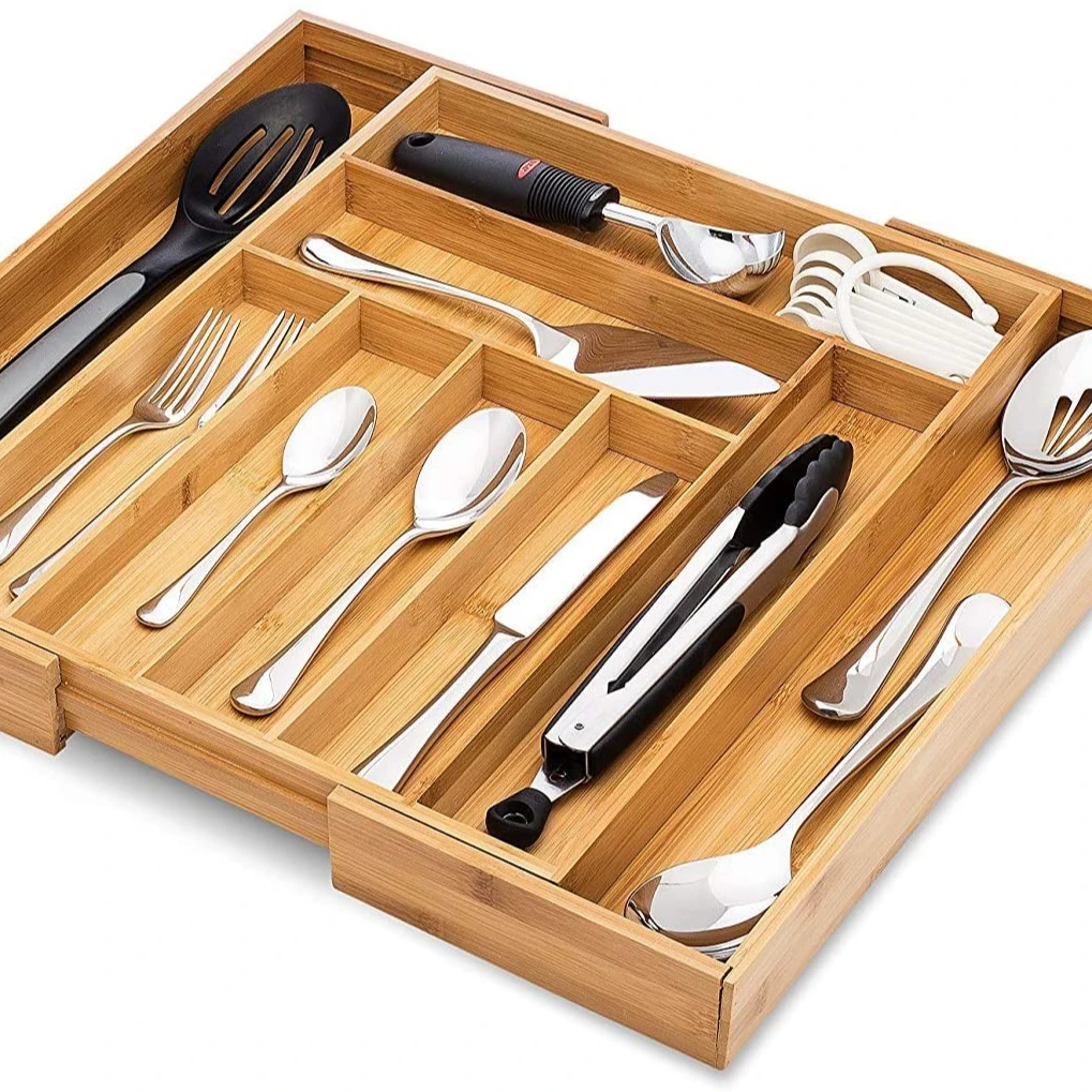 
 Бамбуковые разделители ящиков для приборов Flatsware, Подставка для столовых приборов  