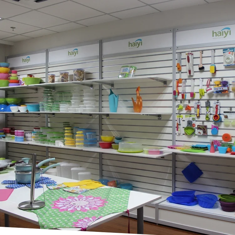 aluminium frame slatwall display stand showroom rack