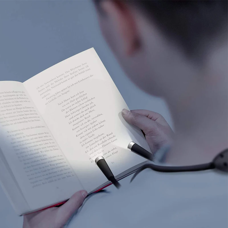 VCAN U-shaped Adjustable Portable Hands Free Soft Rubber Rechargeable Neck LED Light Book for Reading in