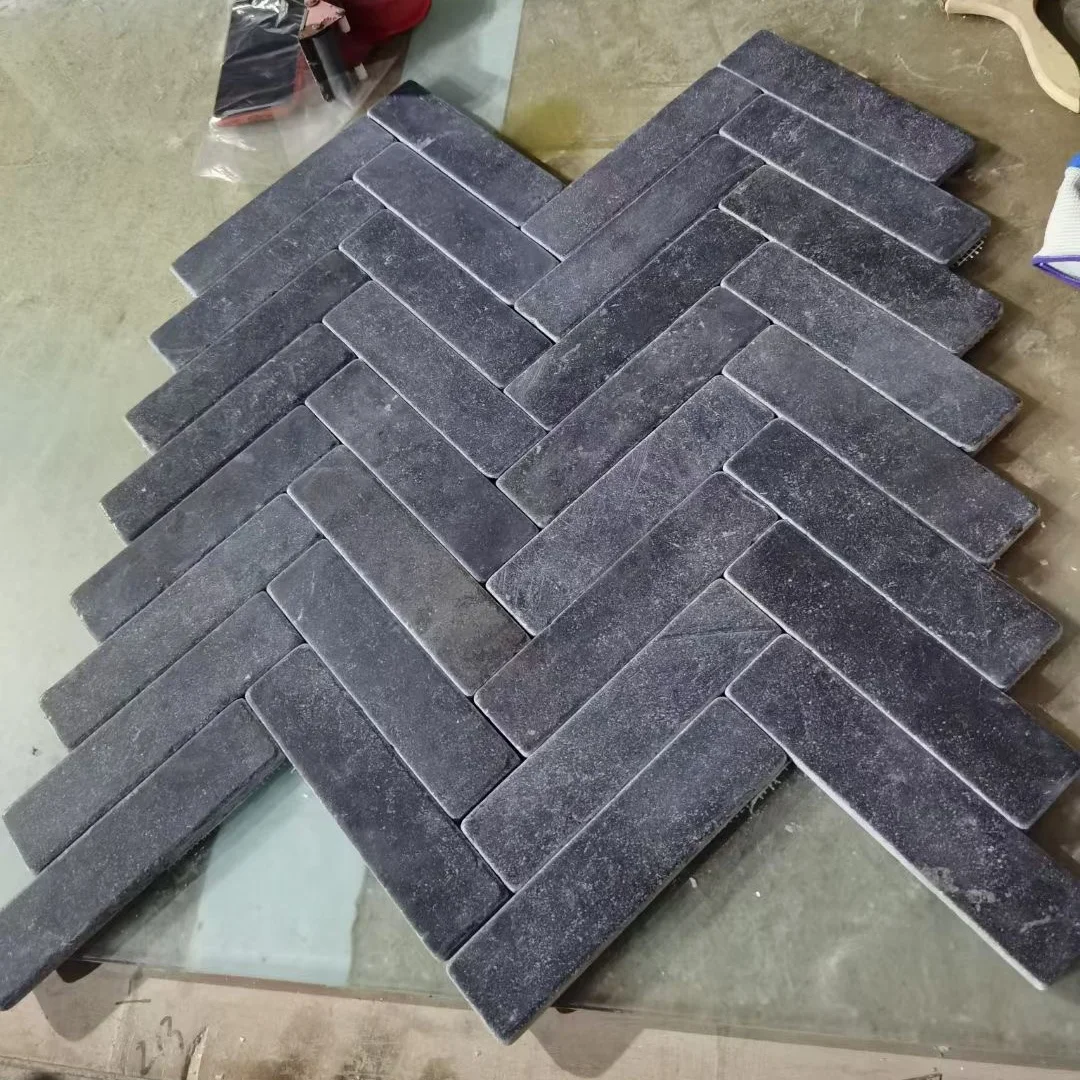 Modern Design Outdoor Patio Driveway Park Paving Stone in Black Grey Limestone Loose Paver Cobblestones Brick Tumble