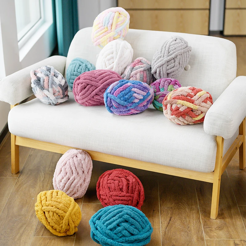 
Yarncrafts Ultra Soft Household Chunky chenille pure Polyester Throw Pillow Blanket Yarn 