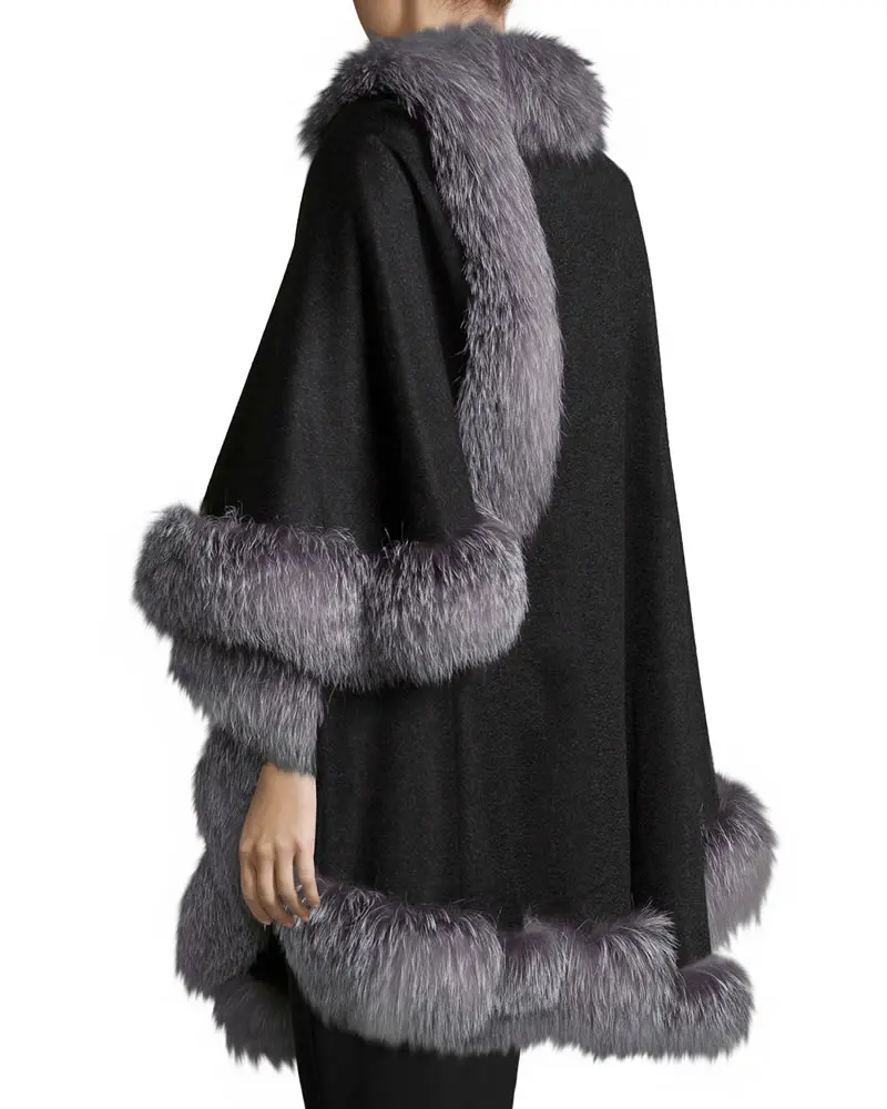 Fine Wool Kashmir Shawl with Fur Rabbit