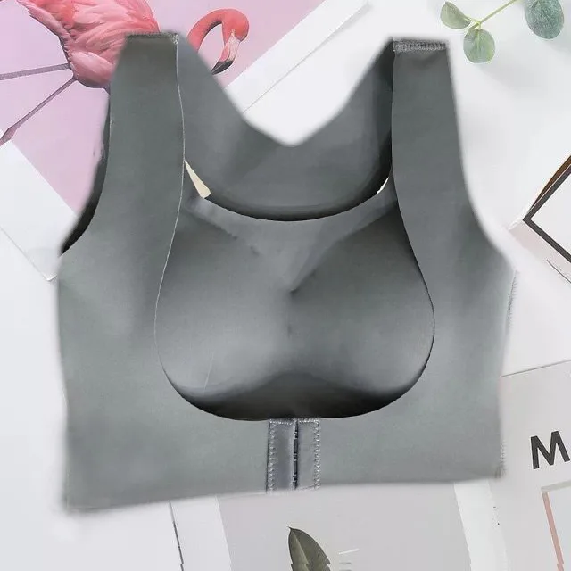 Plus size ladies corrective orthopedic seamless front closure sport posture corrector bra gathered underwear bra