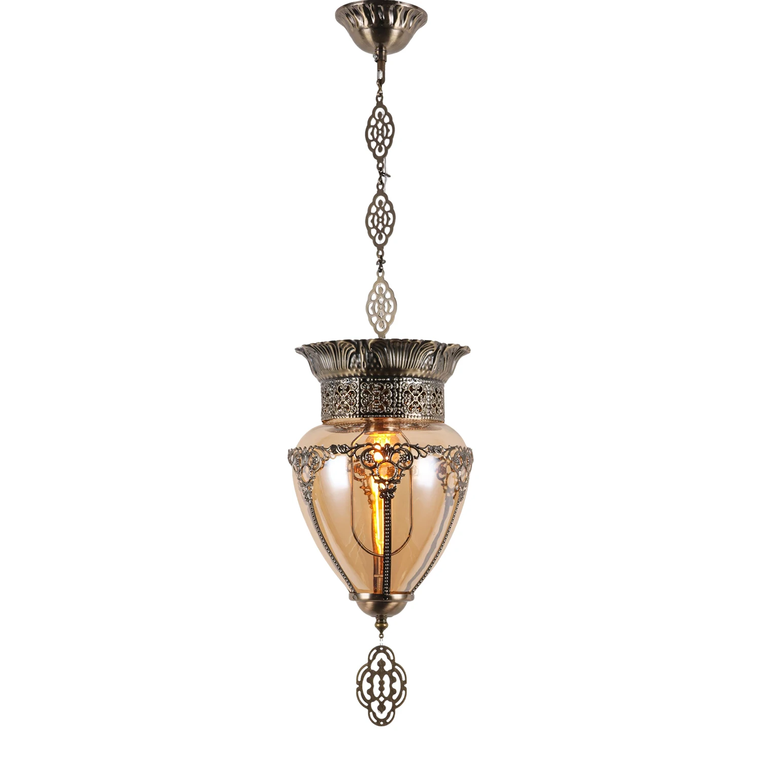 2024 Dubai Light Tea Color Handcrafted Glass Moroccan Pendant Light for Hotels, Restaurants, Cafés, and Bedrooms