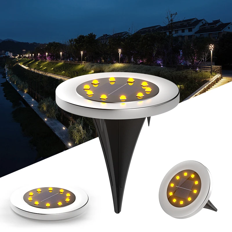 New 8 10 12 16 Led Ip65 Waterproof Solar Powered Underground Lights Outdoor Solar Ground Lights For Lawn Pathway Garden
