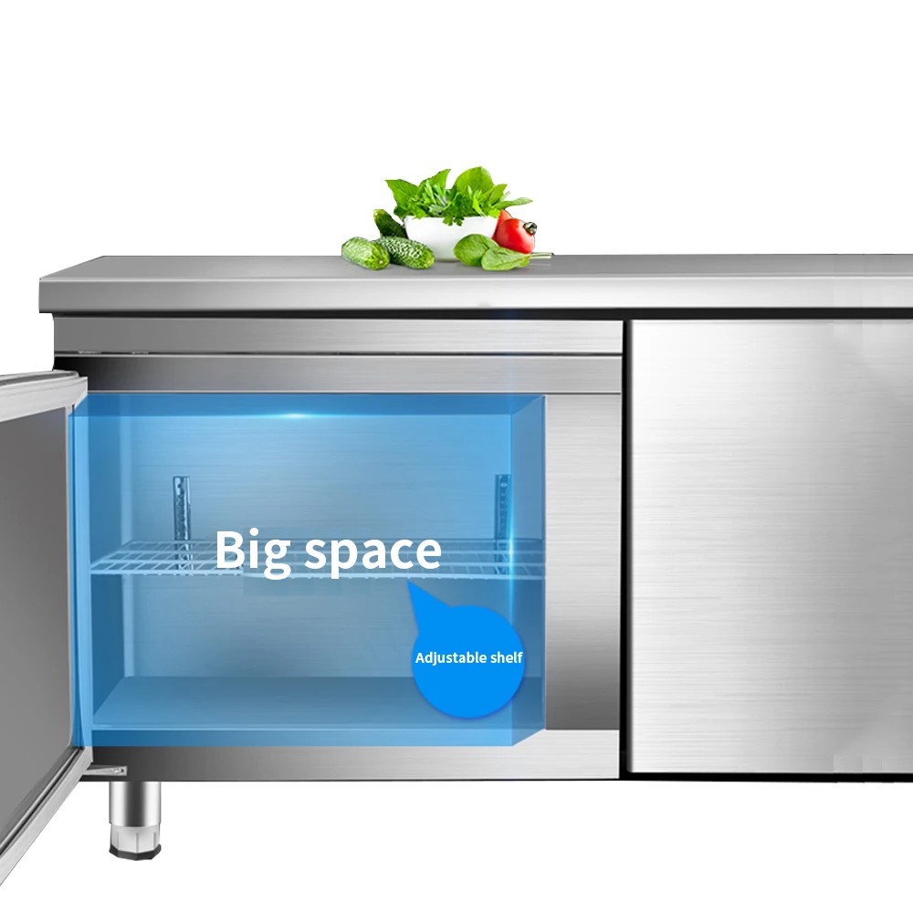 Kitchen Refrigerator Stainless Steel Countertop Operating Refrigerated Freezer