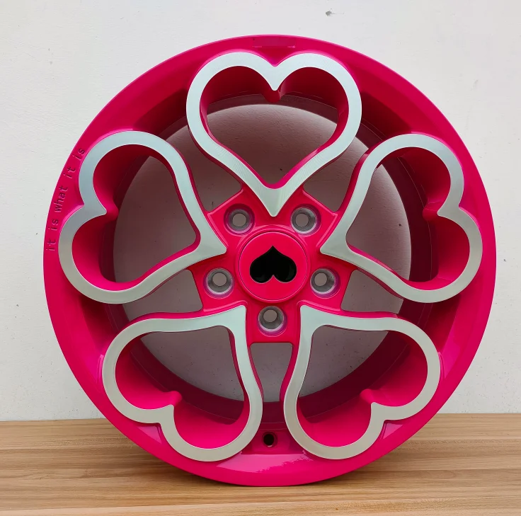 Personalized 18-22 5x120 5x114.3 inch pink custom love heart shaped forged aluminum alloy wheels rims for car