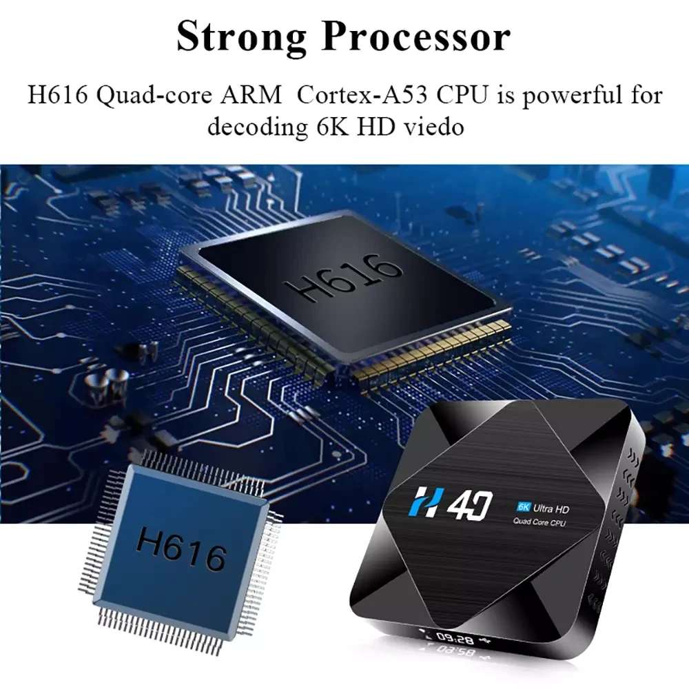  Умная ТВ приставка Android 10 HD 4 Гб оперативной памяти 32 встроенной 64 ГБ H616 BT Wi-Fi 2 4G/5G коробка TV медиа плеер 6 к Декодер каналов кабельного телевидения компьютерной приставки телевизору для