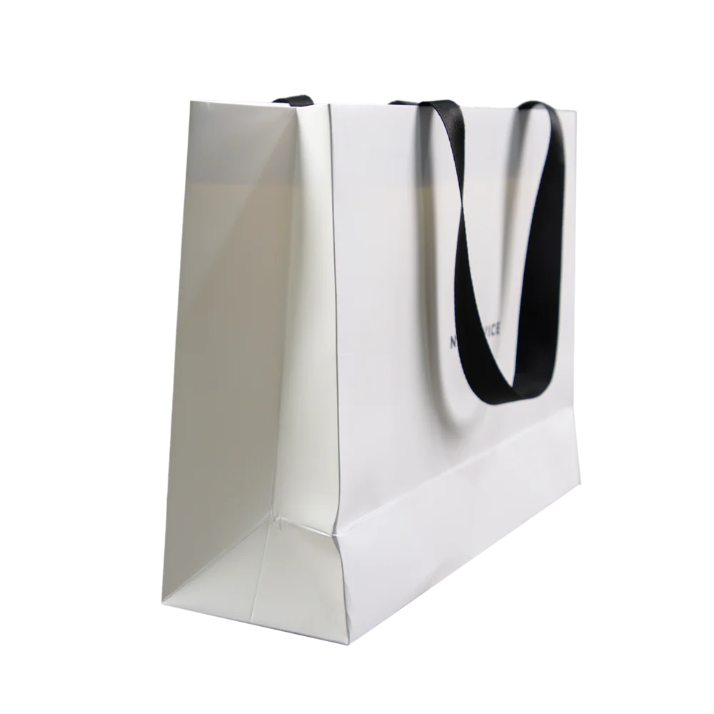 Luxury Shopping Packaging Bag With Ribbon Handle Boutique Customized Printed Euro Paper Gift Bags With Custom Logo