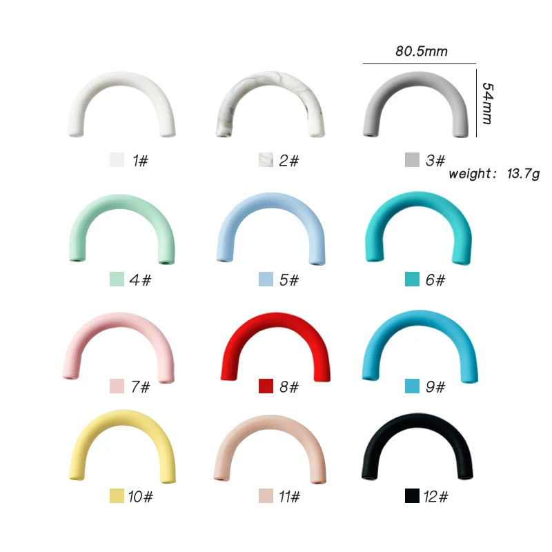 Wholesale Custom U Tube Shape Silicone Teething Toys Accessories BPA Free Soft Silicone Baby Teether for Children