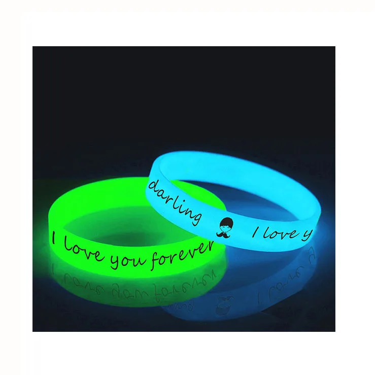 Engraved Text Logo Custom Rubber Bracelet Custom Silicone Wristbands Party Luminous Silicone Bracelets Running Custom Wristbands