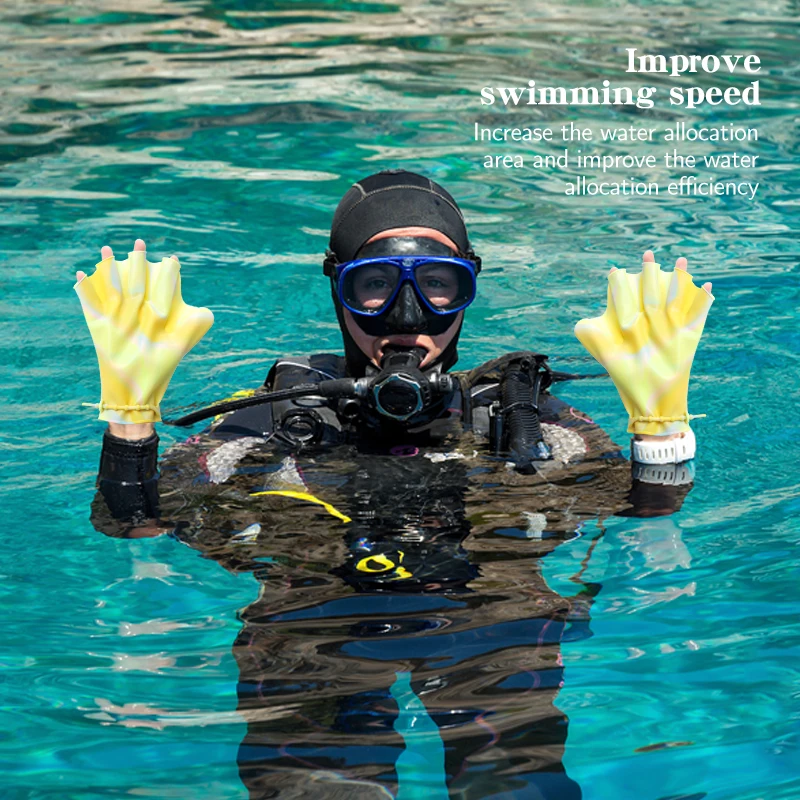Waterproof Durable Color Silicone Diving Gloves Frog Palm Shape Outdoor Sports Swimming Gloves